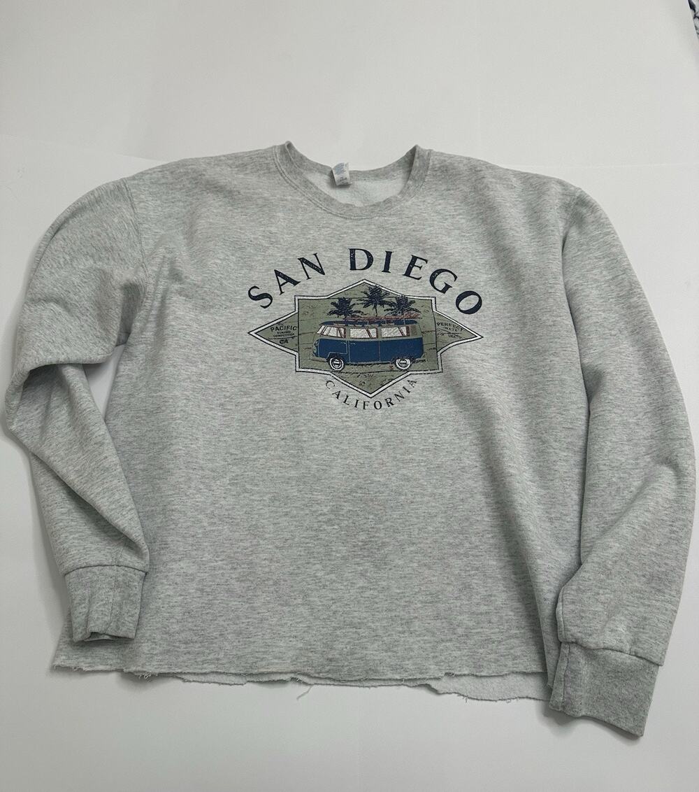 San Diego Vintage California Sweatshirt Woman L Gray Oversized Graphic Pullover